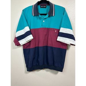 Pierre Cardin Vintage Color Block Men's Pullover Polo Shirt, Size L